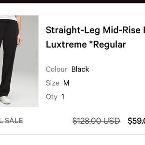 lululemon athletica Black Straight-Leg Pants